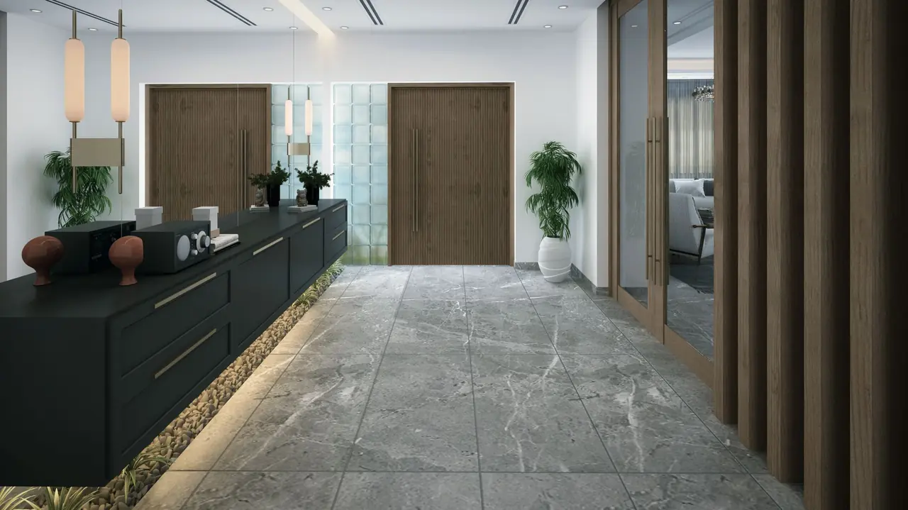 Minimalist luxury interior with natural light