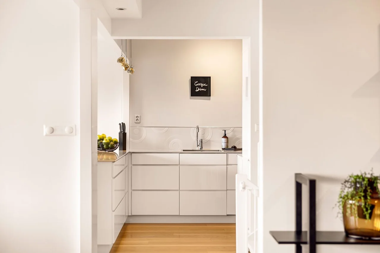 Sleek and stylish white kitchen interior