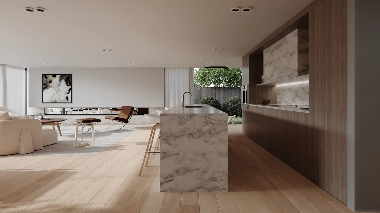 Modern minimalist living space with clean lines